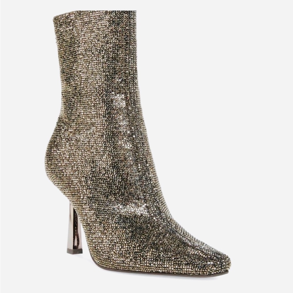 Steve Madden Glitter Heel Ankle Boots Size 9 Silver Sparkly Wedding going out
